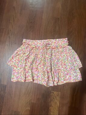 Floral Tiered Mini Skort - Pink Multi